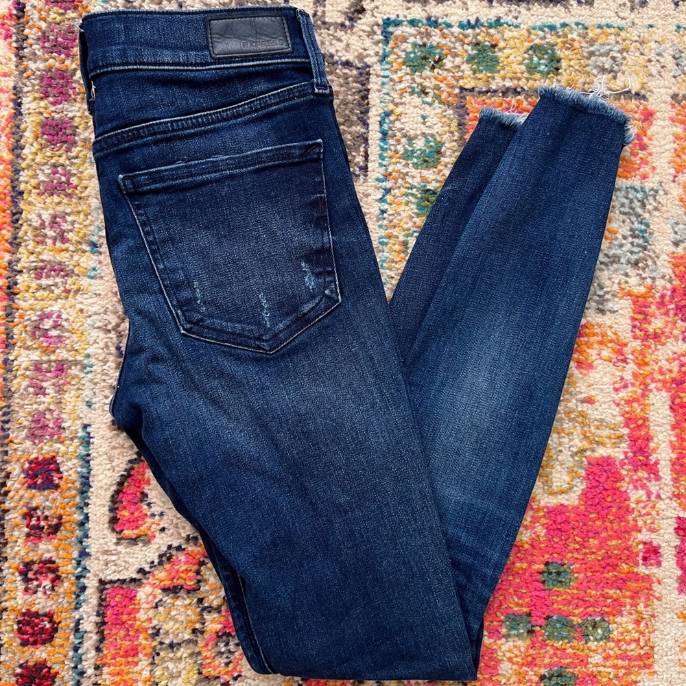 Express Mid Rise Dark Wash Denim Perfect Ankle Legging size 0R